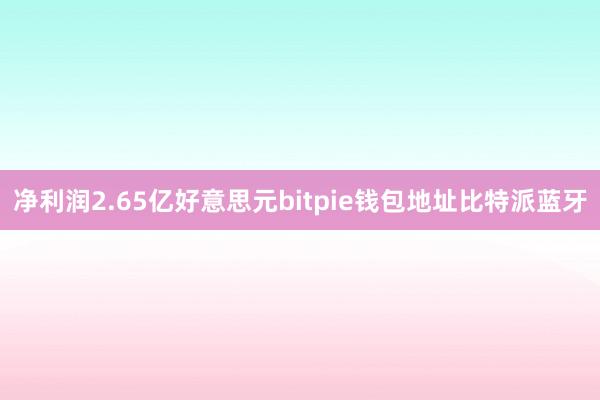 净利润2.65亿好意思元bitpie钱包地址比特派蓝牙