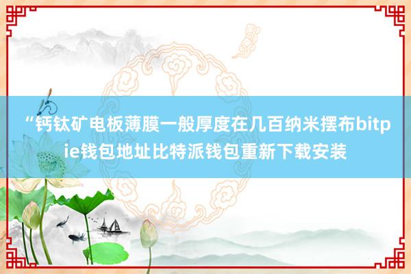 “钙钛矿电板薄膜一般厚度在几百纳米摆布bitpie钱包地址比特派钱包重新下载安装