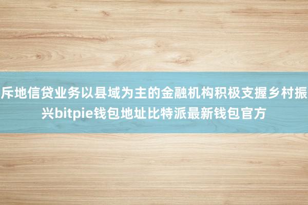 斥地信贷业务以县域为主的金融机构积极支握乡村振兴bitpie钱包地址比特派最新钱包官方