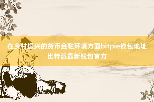 在乡村振兴的货币金融环境方面bitpie钱包地址比特派最新钱包官方