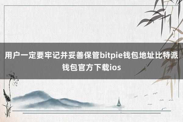 用户一定要牢记并妥善保管bitpie钱包地址比特派钱包官方下载ios