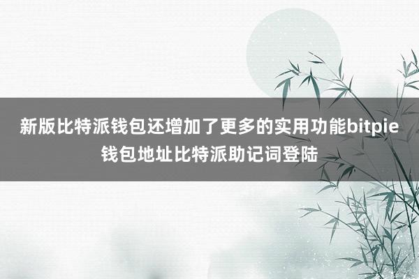 新版比特派钱包还增加了更多的实用功能bitpie钱包地址比特派助记词登陆