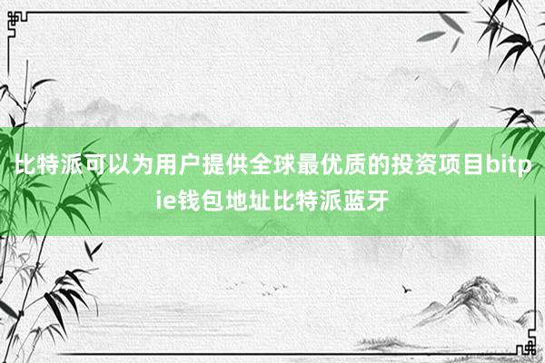 比特派可以为用户提供全球最优质的投资项目bitpie钱包地址比特派蓝牙