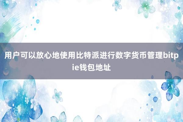 用户可以放心地使用比特派进行数字货币管理bitpie钱包地址