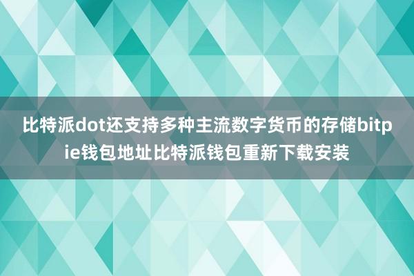 比特派dot还支持多种主流数字货币的存储bitpie钱包地址比特派钱包重新下载安装