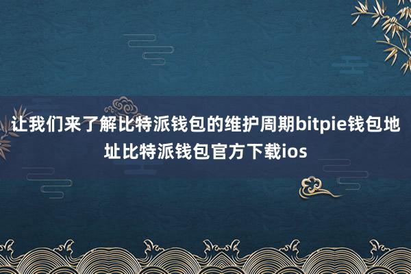 让我们来了解比特派钱包的维护周期bitpie钱包地址比特派钱包官方下载ios