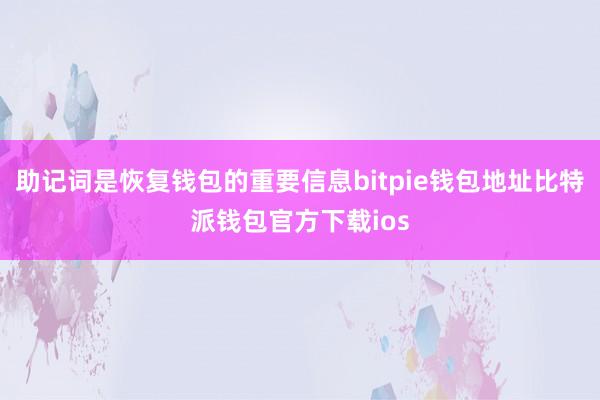 助记词是恢复钱包的重要信息bitpie钱包地址比特派钱包官方下载ios