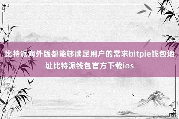 比特派海外版都能够满足用户的需求bitpie钱包地址比特派钱包官方下载ios