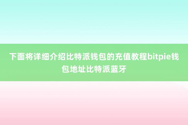 下面将详细介绍比特派钱包的充值教程bitpie钱包地址比特派蓝牙