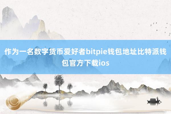 作为一名数字货币爱好者bitpie钱包地址比特派钱包官方下载ios