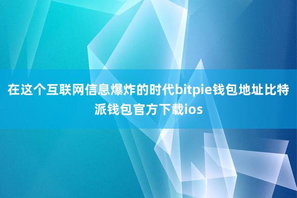 在这个互联网信息爆炸的时代bitpie钱包地址比特派钱包官方下载ios