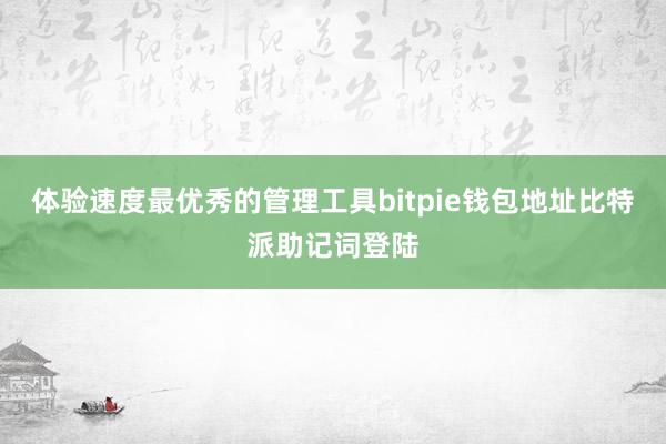 体验速度最优秀的管理工具bitpie钱包地址比特派助记词登陆