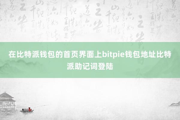 在比特派钱包的首页界面上bitpie钱包地址比特派助记词登陆