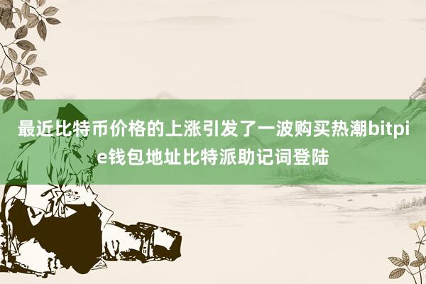 最近比特币价格的上涨引发了一波购买热潮bitpie钱包地址比特派助记词登陆