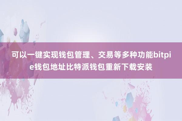 可以一键实现钱包管理、交易等多种功能bitpie钱包地址比特派钱包重新下载安装