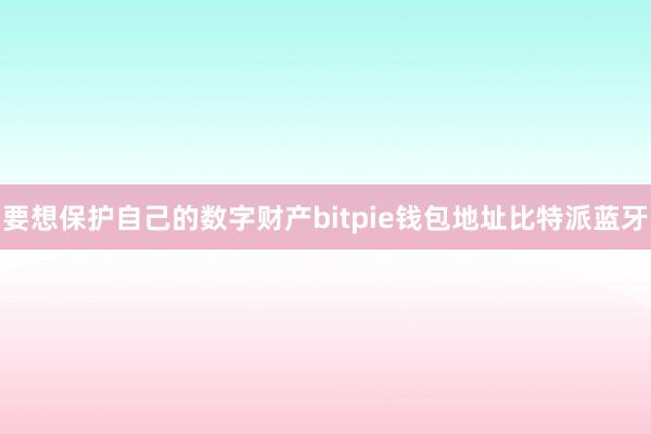 要想保护自己的数字财产bitpie钱包地址比特派蓝牙