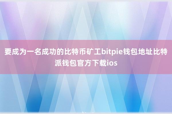 要成为一名成功的比特币矿工bitpie钱包地址比特派钱包官方下载ios