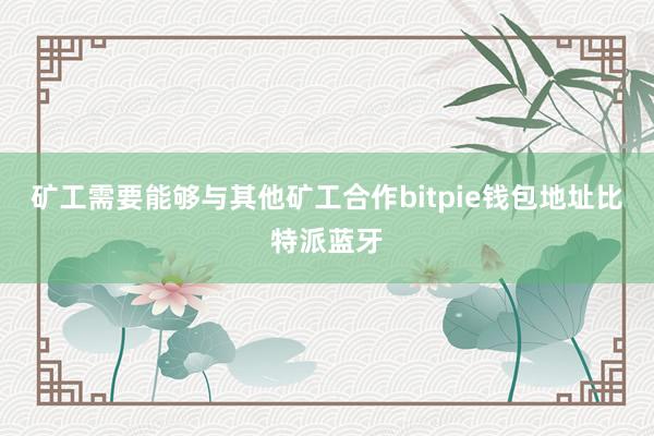 矿工需要能够与其他矿工合作bitpie钱包地址比特派蓝牙