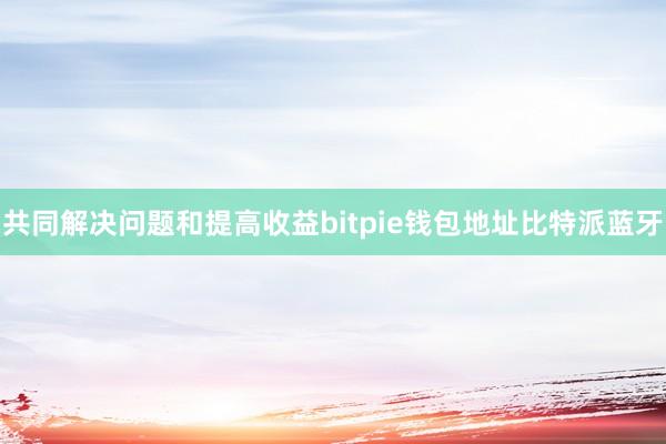 共同解决问题和提高收益bitpie钱包地址比特派蓝牙