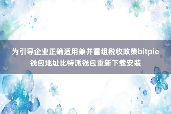 为引导企业正确适用兼并重组税收政策bitpie钱包地址比特派钱包重新下载安装