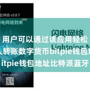 用户可以通过该应用轻松地向他人转账数字货币bitpie钱包地址比特派蓝牙